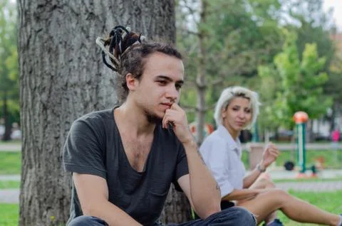 Relationship difficulties: Young couple having a problems. Stock Photos