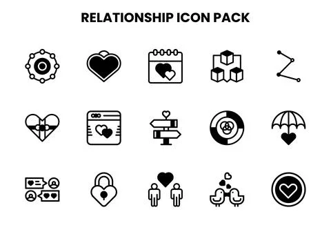 Relationship DuoTone Set Icons Pack Stock Illustration