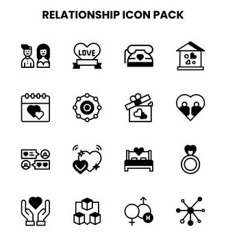Relationship DuoTone Set Icons Pack Stock Illustration