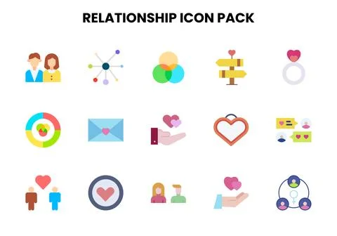 Relationship Flat Design Icons Pack Stock Illustration