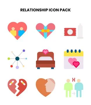 Relationship Flat Vector Icons Pack Stock Illustration