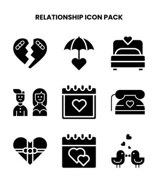 Relationship Glyph Graphics Icons Pack Stock Illustration