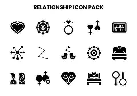 Relationship Glyph Graphics Icons Pack Stock Illustration