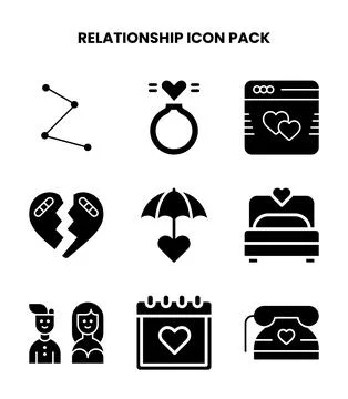 Relationship Glyph UI Icons Pack Stock Illustration