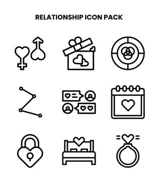 Relationship Line Scalable Icons Pack Stock Illustration