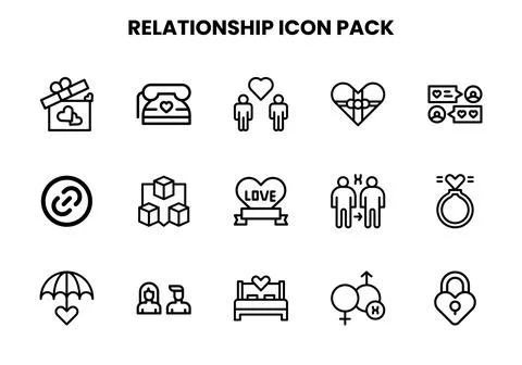 Relationship Line Vector Icons Pack Ilustración de archivo
