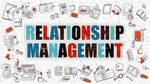 Relationship Management in Multicolor. Doodle Design Stock Illustration