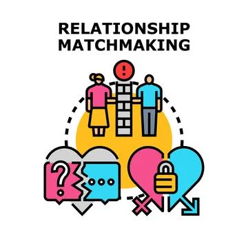 Relationship matchmaking concept with communication and connection barriers Stock Illustration