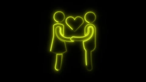 Relationship Outline Icon in HD Video Neon Animation Stock-Footage 304507289