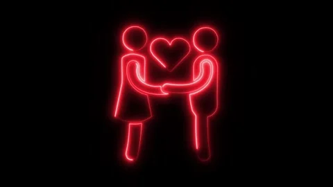 Relationship Outline Icon in HD Video Neon Animation 库存影片 304507294