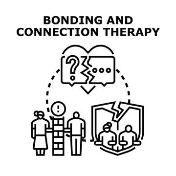 Relationship problems developing, seeking connection therapy solution Stock Illustration