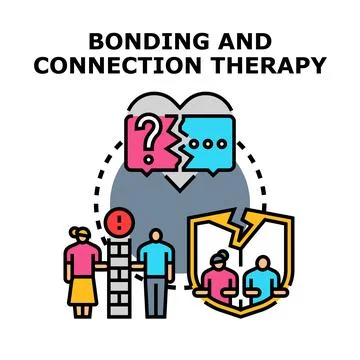 Relationship problems developing, seeking connection therapy solution Stock Illustration