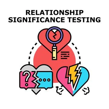 Relationship significance testing analyzing connection problems and breakup Ilustração Stock