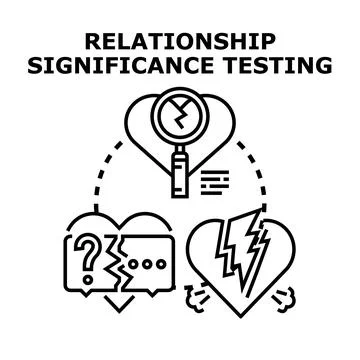 Relationship significance testing analyzing connection problems and breakup Stock Illustration
