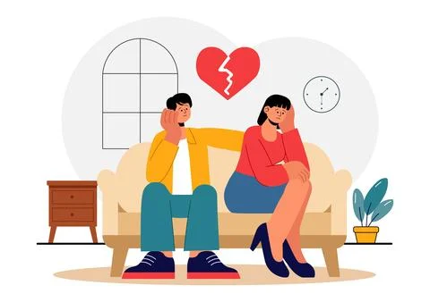 Relationship Tension Vector Illustration featuring a Young Couple Arguing a.. Stock Illustration