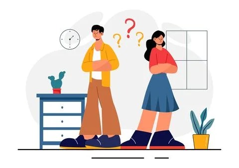 Relationship Tension Vector Illustration featuring a Young Couple Arguing a.. Stock Illustration