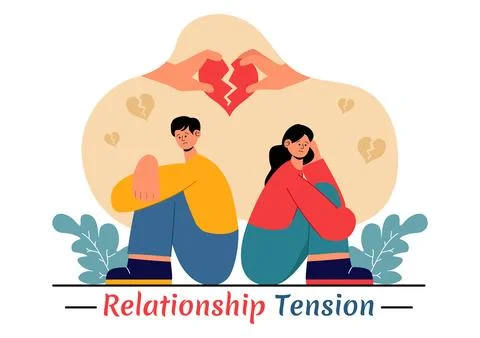 Relationship Tension Vector Illustration featuring a Young Couple Arguing a.. Stock Illustration
