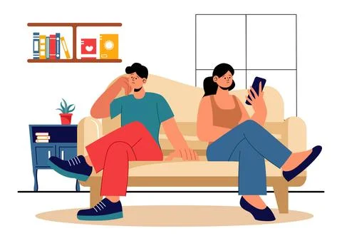 Relationship Tension Vector Illustration featuring a Young Couple Arguing a.. Stock Illustration