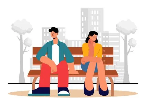 Relationship Tension Vector Illustration featuring a Young Couple Arguing a.. Stock Illustration
