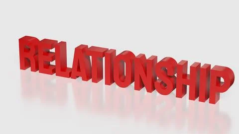 Relationship Text in Bold Red Letters on White Background 3d render. Stock Illustration