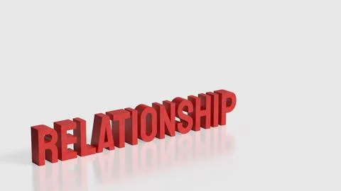 Relationship Text in Bold Red Letters on White Background 3d render. Stock Illustration