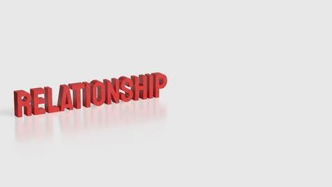 Relationship Text in Bold Red Letters on White Background 3d render. Stock Illustration