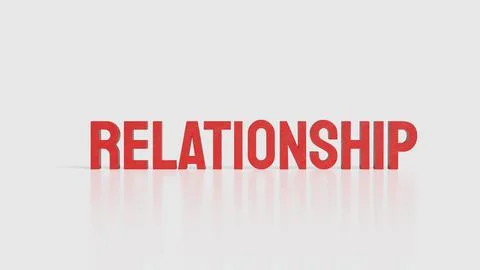 Relationship Text in Bold Red Letters on White Background 3d render. Stock Photos