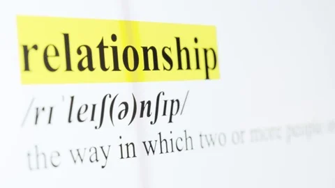 Relationship Text Macro Shot Highlighted in Yellow Color On Computer Screen Stock Footage 123224435