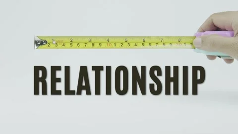 Relationship text or word and tape measure on a white background Vídeo Stock 302104330