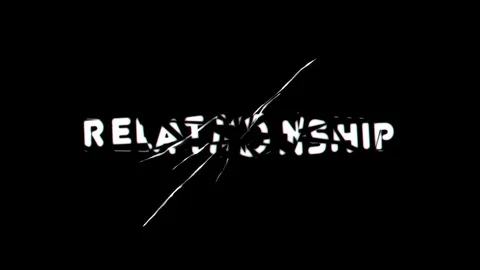 Relationship title animated broken text on black background glass effect Stock Footage 120800899