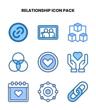 Relationship Two Colour Bundle Icons Pack Stock Illustration