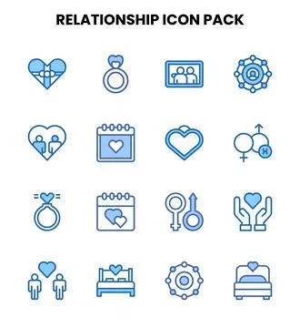 Relationship Two Colour Collection Icons Pack Stock Illustration