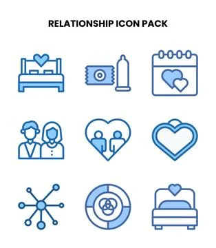 Relationship Two Colour Set Icons Pack Stock Illustration
