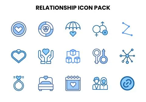 Relationship Two Colour UI Icons Pack Stock Illustration
