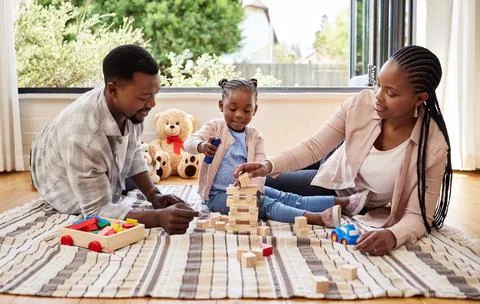 Relationships are nothing without a solid foundation. a little girl playing with Stock Photos