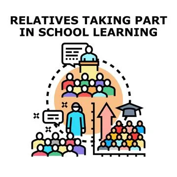 Relatives participating in school learning development concept Illustrazione stock