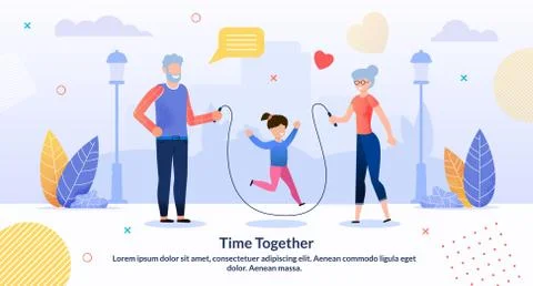 Relatives Rest Spending Time Together Flat Poster Stock Illustration
