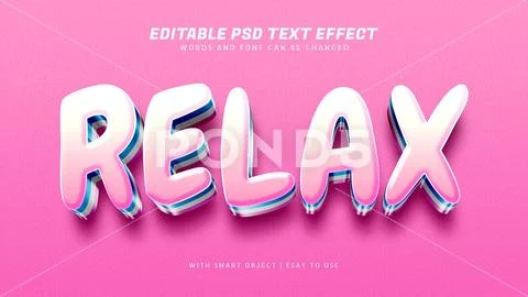 Relax 3d pink text effect editable PSD Template