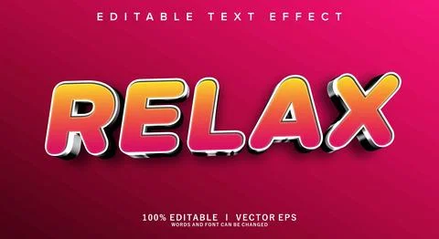 Relax 3d vector text effect with modern style design Stock Illustration