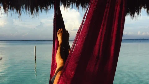 Relax in Bacalar Lagoon Stock Footage 94621994