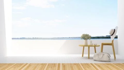 Relax balcony in hotel - 3D Rendering Stock Illustration