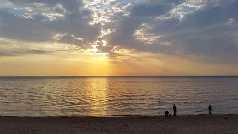 Relax on the beach and fishing Stock Footage