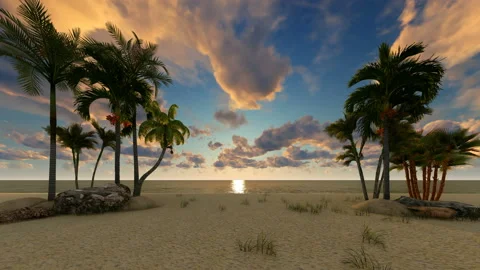 Relax on the beach clouds sky at sunset Stock Footage 229843839