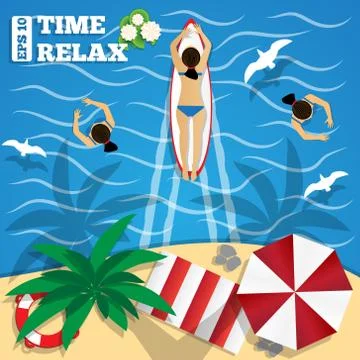 Relax on the beach. Illustrazione stock
