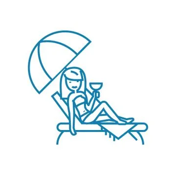 Relax at the beach linear icon concept. Relax at the beach line vector sign Stock Illustration