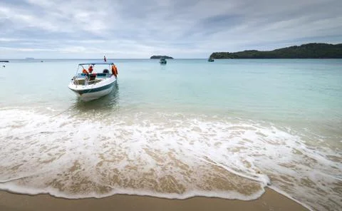 Relax on the beach by the ocean Stock Photos