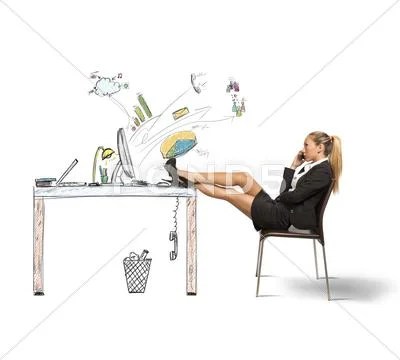 Relax of a businesswoman at work Stock Photos