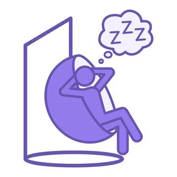 Relax Colored Icon. Vector Icon of a Man Sleeping in a Hanging Chair. Trave.. Stock Illustration