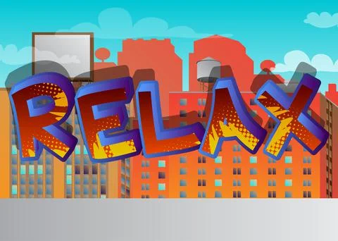 Relax. Comic book word text on abstract comics background. Retro pop art styl Illustrazione stock