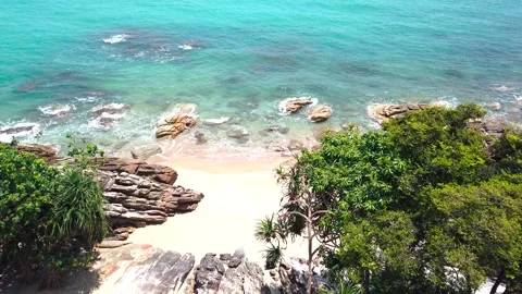 Relax on an empty sea beach. Outdoor adventure travel to beautiful Sichon T.. Stock Footage 276455356